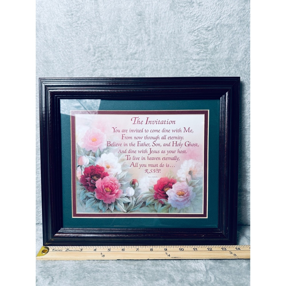 Framed Floral Christian Poem Art Faith "The Invitation" by Diane Hohbein 14x12 - Picture 11 of 13